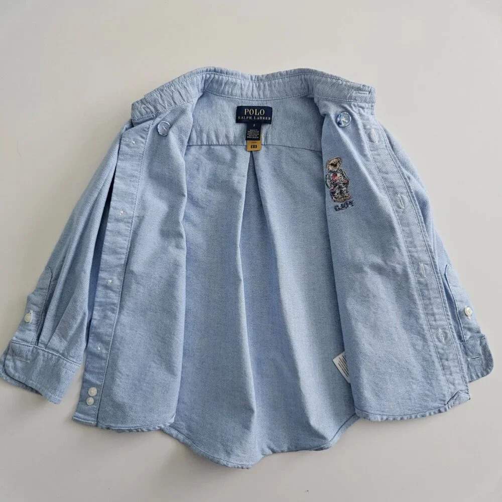 Ralph Lauren Polo Bear Oxford Shirt – Blue, Size 2T - Picture 6 of 12